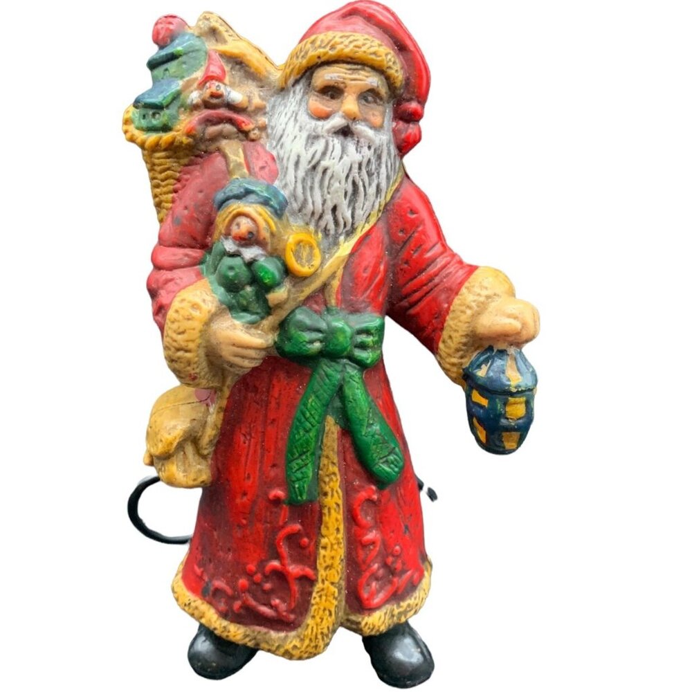 Vintage Plastic Old World Santa Christmas Ornament Toys Trees Hong Kong 6"